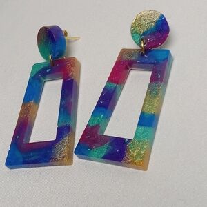 Hand Crafted Multicolor Geometric Earrings